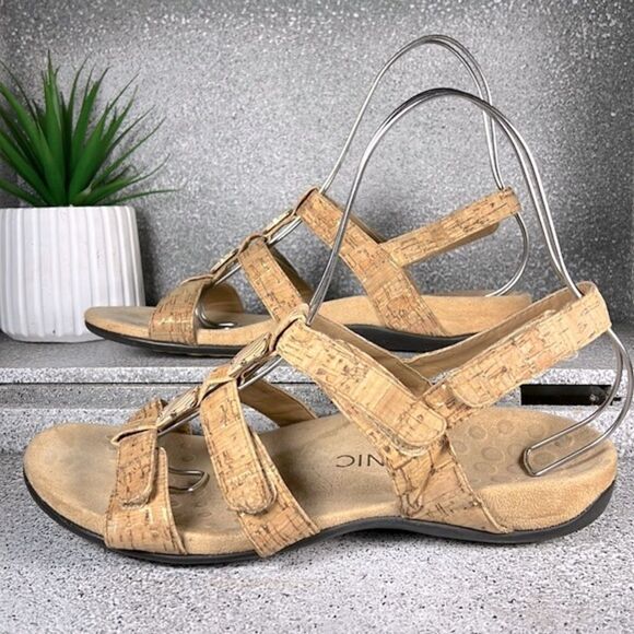Vionic Amber Gold Cork Sandals Shoes Size 10 - Picture 1 of 9